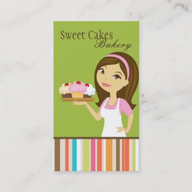 Baker Cup Cakes Bakery Sweet Treats Business Card (Front)