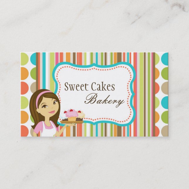 Baker Cup Cakes Bakery Sweet Treats Business Card (Front)