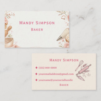 Baker Custom Business Card Feminine Pink