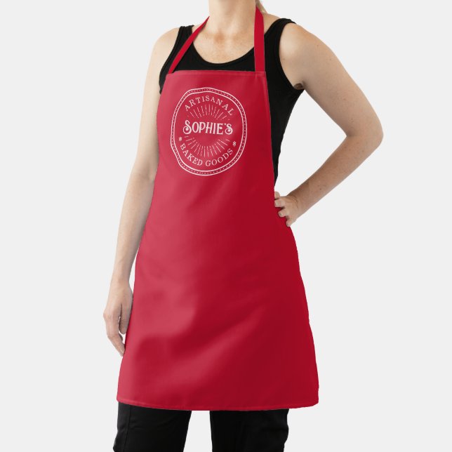 Baker Dessert Caterer Bakery Logo Red  Apron (Insitu)