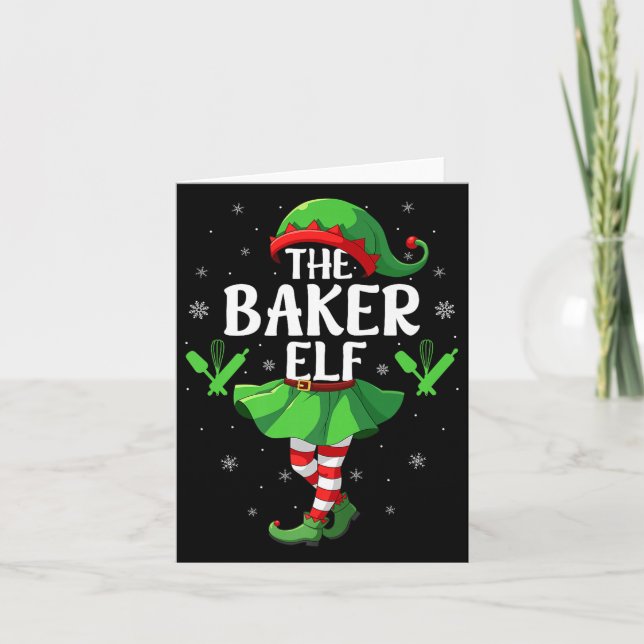 Baker Elf Christmas Girls Women Elf Squad Xmas Fam Card (Front)