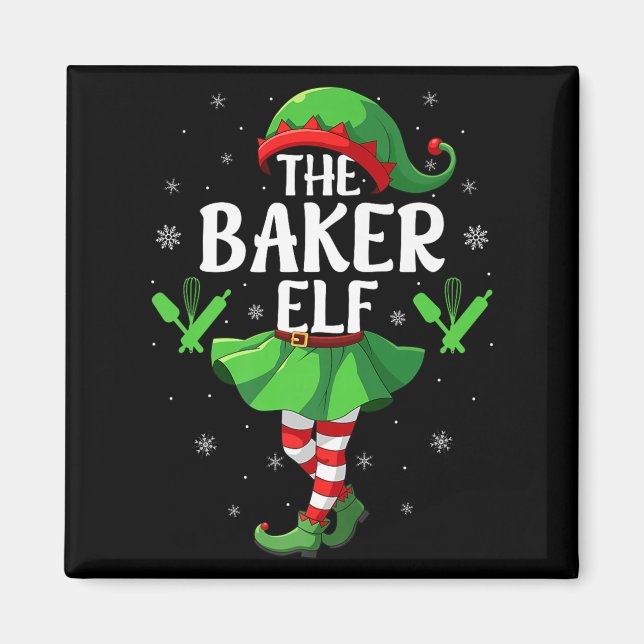 Baker Elf Christmas Girls Women Elf Squad Xmas Fam Magnet (Front)