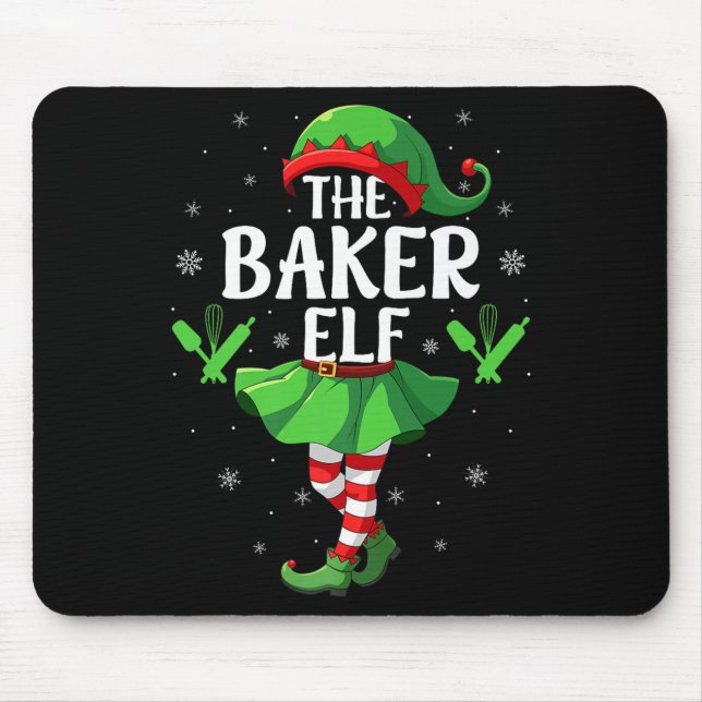 Baker Elf Christmas Girls Women Elf Squad Xmas Fam Mouse Mat (Front)