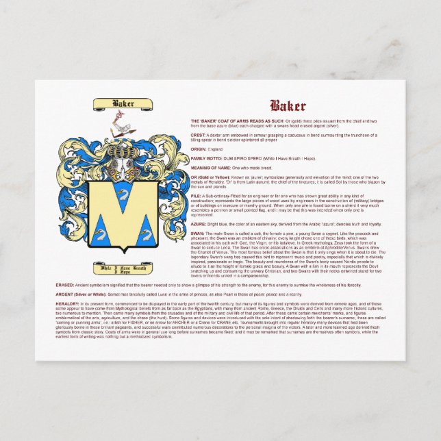 Baker (english) postcard (Front)