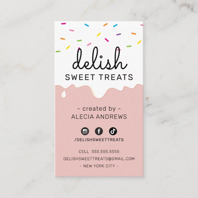 BAKER FROSTING DRIPS modern colourful sprinkles Business Card (Front)