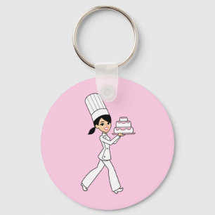 Baker girl with cake on Keychain