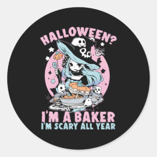 Baker Halloween Baking Bake Scary Trick Or Treat Classic Round Sticker
