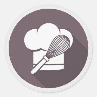 Baker Hat and Whisk Classic Round Sticker