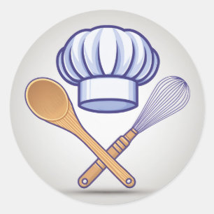 Baker Hat and Whisk Classic Round Sticker