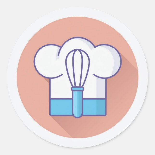 Baker Hat and Whisk Classic Round Sticker (Front)