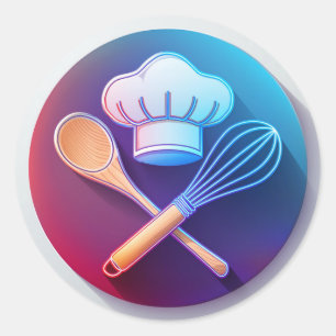Baker Hat and Whisk Classic Round Sticker