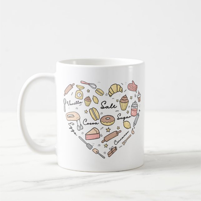 Baker Heart Funny Bakery Baking Pastry Chef Coffee Mug (Left)