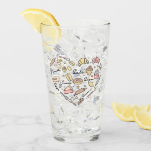 Baker Heart Funny Bakery Baking Pastry Chef Glass