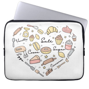 Baker Heart Funny Bakery Baking Pastry Chef Laptop Sleeve