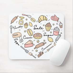 Baker Heart Funny Bakery Baking Pastry Chef Mouse Mat