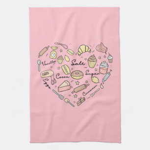 Baker Heart Funny Bakery Baking Pastry Chef Tea Towel