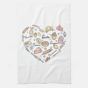 Baker Heart Funny Bakery Baking Pastry Chef Tea Towel
