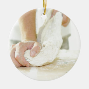 Baker kneading dough ceramic tree decoration
