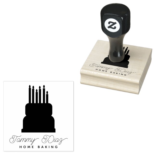 Baker Layer Cake Candles Logo  Rubber Stamp (Stamped)