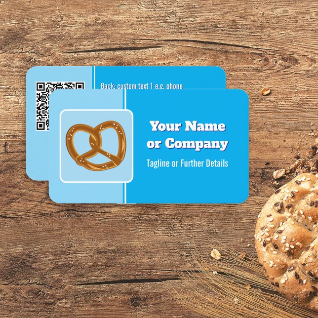 Baker or Event Caterer Pretzel or Your Logo & QR Business Card (Creator Uploaded)