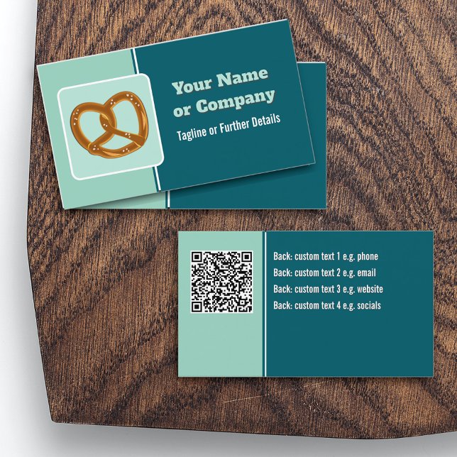 Baker or Event Caterer Pretzel or Your Logo & QR Business Card (Creator Uploaded)