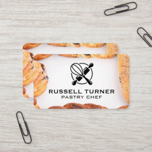 Baker Pastries Whisk Rolling Pin Logo Business Card