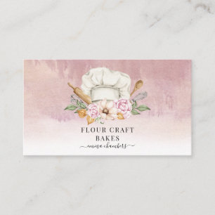 Baker Pastry Chef Bakers Tools Dusty Pink Business Card