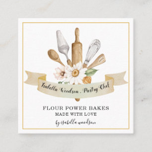 Baker Pastry Chef Bakers Tools Square Business Card