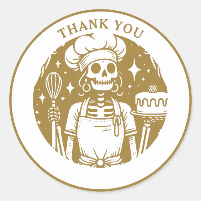 Baker Pastry Chef Gold Product Classic Round Sticker | Zazzle