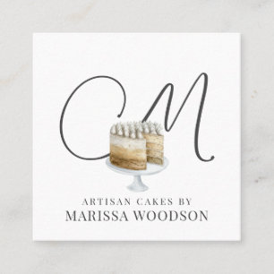 Baker Pastry Chef Pink Elegant Cake  Square Business Card