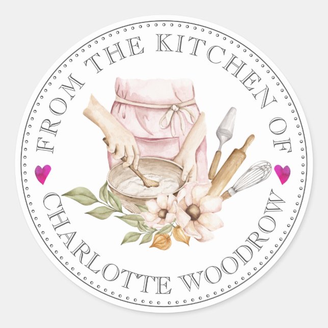 Baker Pastry Chef Tools Food Label Sticker (Front)