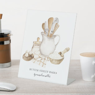 Baker Pastry Chef Utensils And Ingredients Pedestal Sign