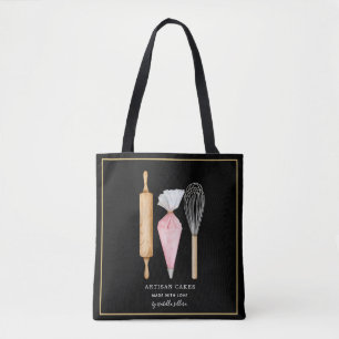 Baker Pastry Chef Utensils On Black Tote Bag