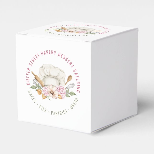 Baker Pastry Chef Watercolor Baking Utensils Favour Box (Front Side)