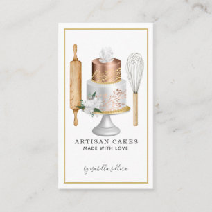 Baker Pastry Chef Watercolor Cake Baking Utensils Business Card