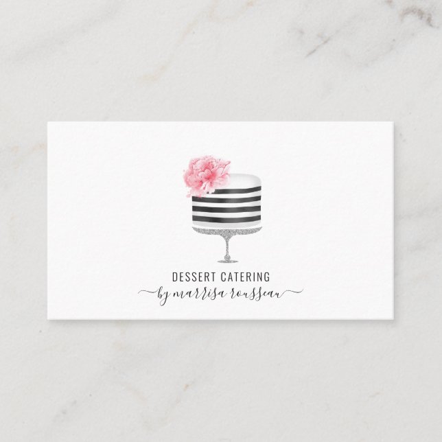 Baker Pastry Chef Watercolor Cake Dessert Caterer  Business Card (Front)