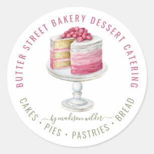 Baker Pastry Chef Watercolor Cake Square Business  Classic Round Sticker