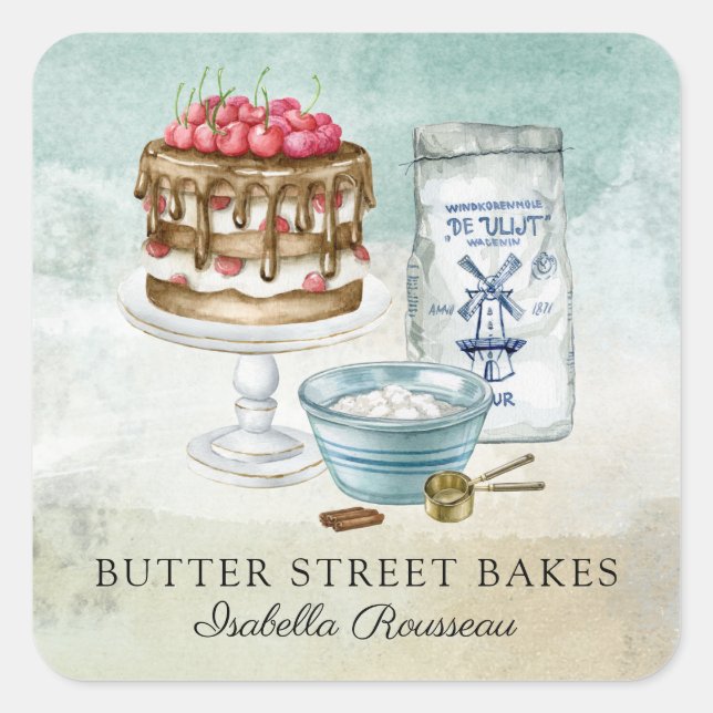 Baker Pastry Chef  Watercolor Product Labels (Front)