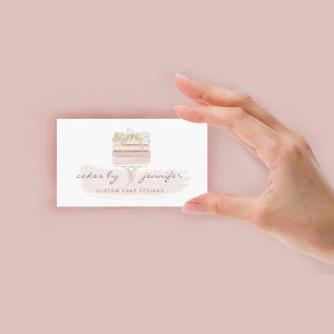 Baker Pastry Patisserie Glitter Pink Birthday Cake Business Card