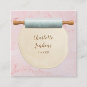 Baker Patisserie Pink Marble Rolling Pin Square Business Card