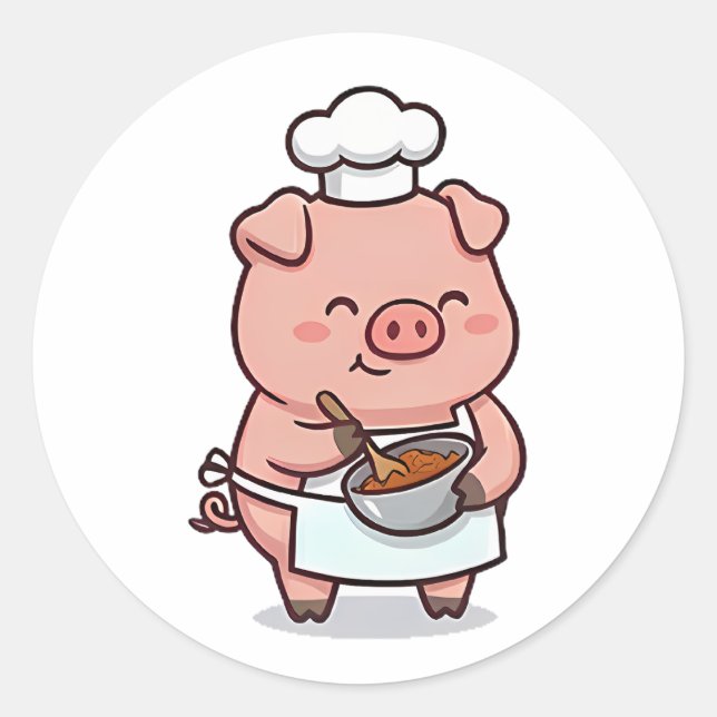 Baker Pig Classic Round Sticker (Front)