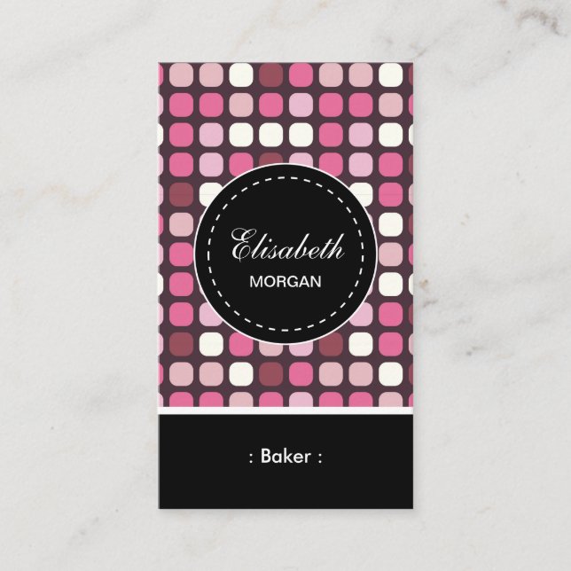 Baker- Pink Polka Pattern Business Card (Front)