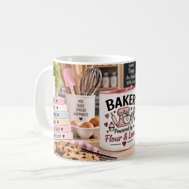 Baker Powered by Flour & Love Mug (Front Left)