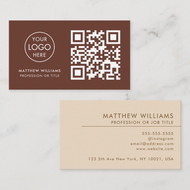 Baker Professional QR Code Logo Modern Business Card (Front/Back)