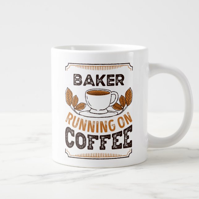Baker running on Coffee Caffeine Gift Large Coffee Mug (Right)