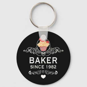 Baker Since 1982 Cupcake 42nd Birthday Mothers Day Key Ring