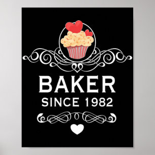Baker Since 1982 Cupcake 42nd Birthday Mothers Day Poster