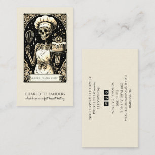 Baker Skeleton Sepia Tarot Aesthetic Business Card
