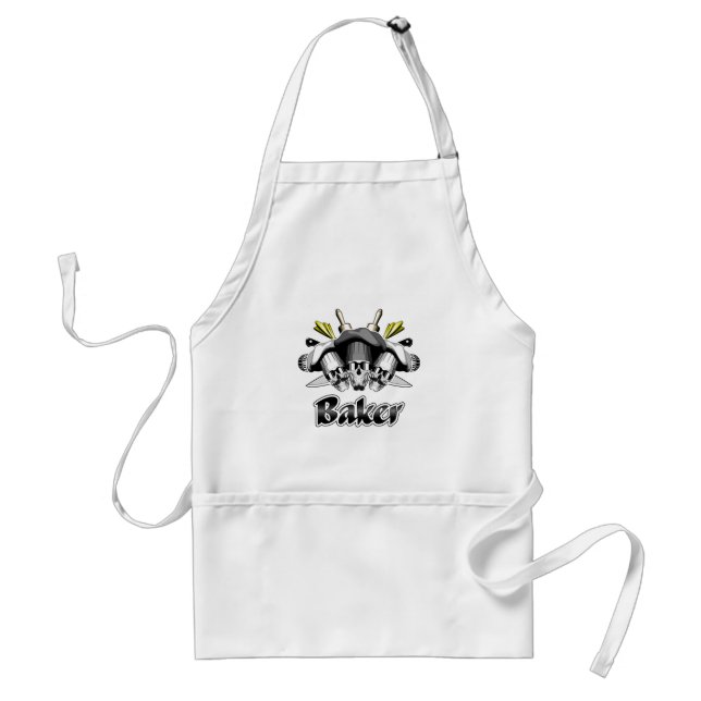 Baker Skull and Kitchen Utensils Standard Apron (Front)
