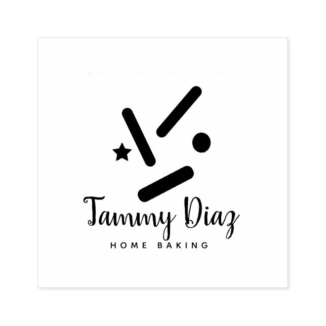 Baker Sprinkles Confetti Bakery Baker Logo Rubber Stamp (Imprint)